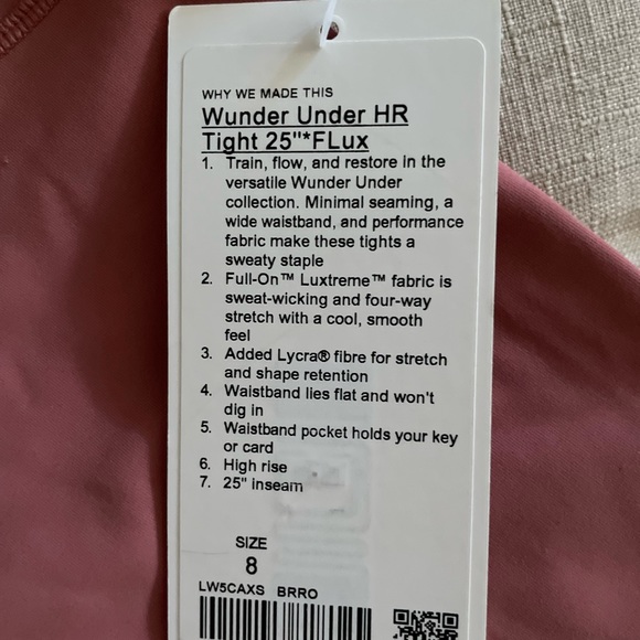 lululemon wunder under high rise tight - full on luxtreme 25” 8 briar rose pink - Picture 5 of 6